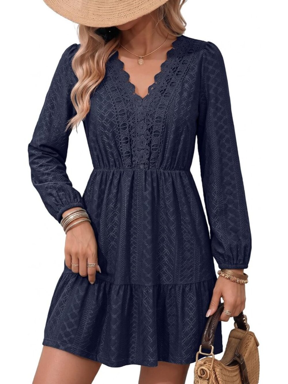 Elegant Lace & Embroidery Women's Mini Dress for All Occasions
